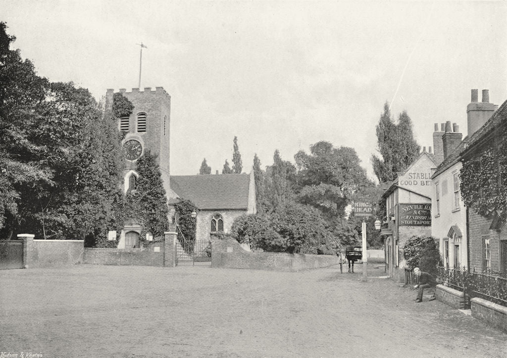 SURREY. Shepperton Church; King's Head pub 1897 old antique print picture